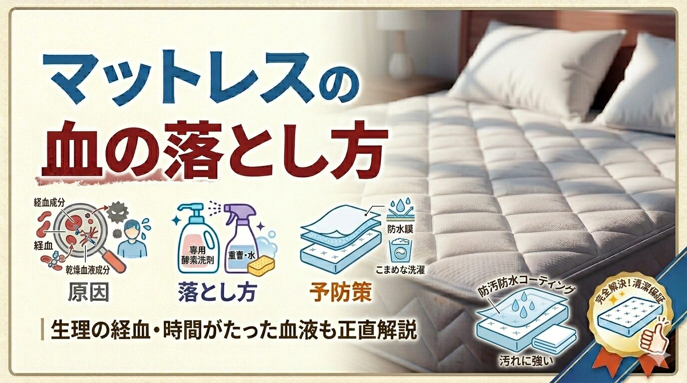 【2026年最新】マットレスについた血の落とし方｜生理の経血・時間がたった血液も正直解説
