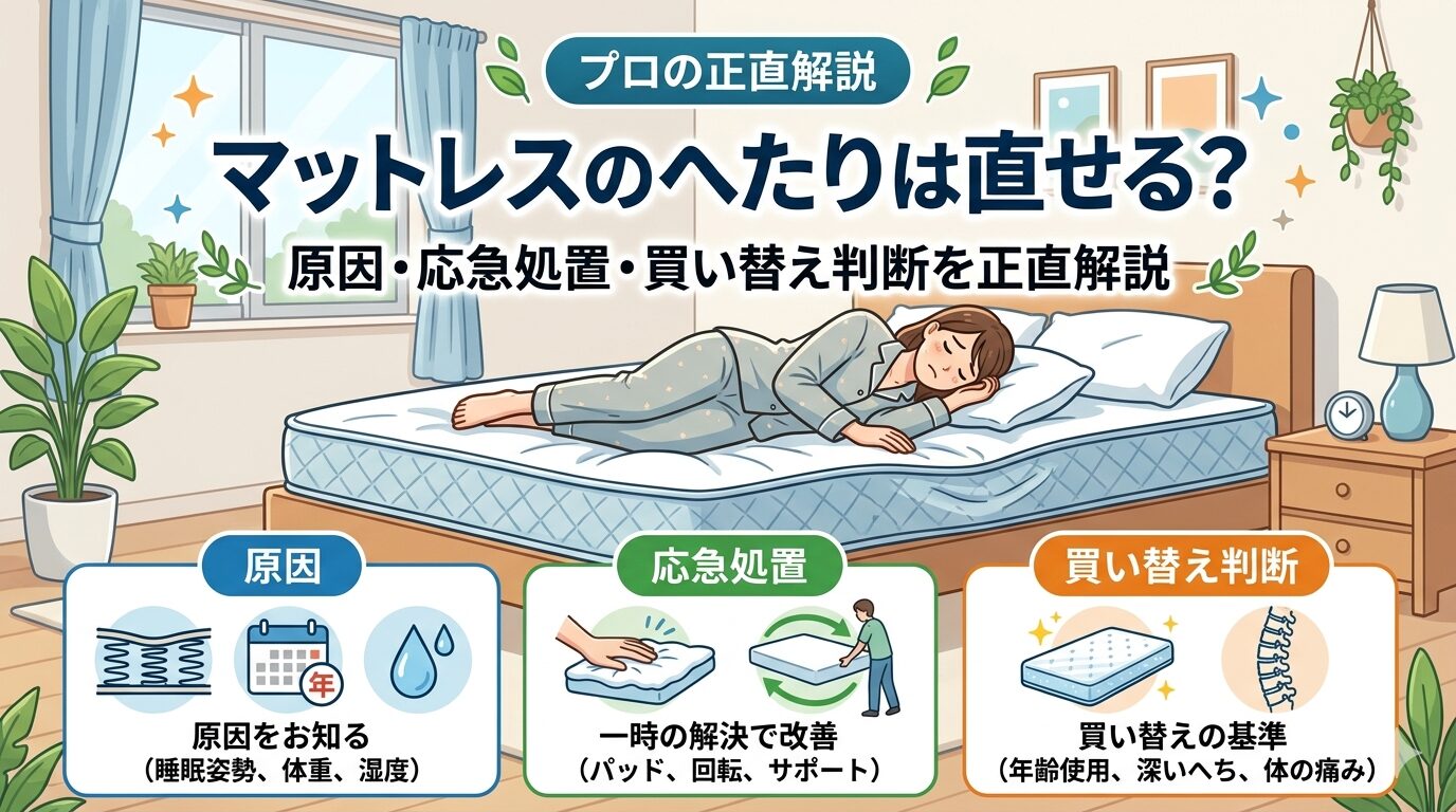【2026年最新】マットレスのへたりは直せる？原因・応急処置・買い替え判断を正直解説