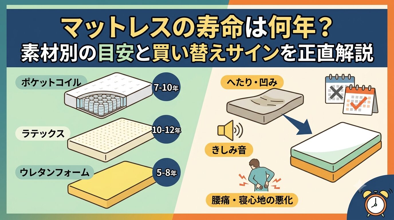マットレスの寿命は何年？素材別の目安と買い替えサインを正直解説
