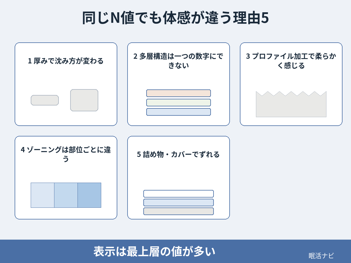 同じN値でも体感が変わる厚み・多層構造・加工など5つの理由